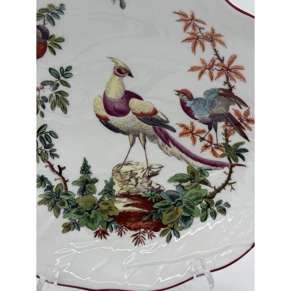 Mottahedeh Williamsburg Porcelain Chelsea Birds Leaf Bowl Portugal Large Vtg